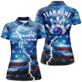 Custom Blue Thunder US Flag Bowling League Tops For Women's Polo Shirts S-5XL