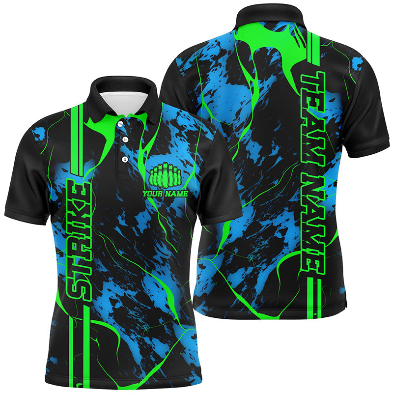 Black Green Blue Strike Bowling Team Polo Shirt Size S-5XL Men's Polo Shirt