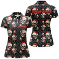 Custom Christmas Skull Bowling Gifts Unique Holiday Design Women's Polo Shirts S-5XL