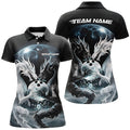 Custom Black and White Dragon Bowling League Shirt Outfits Women's Polo Shirts S-5XL
