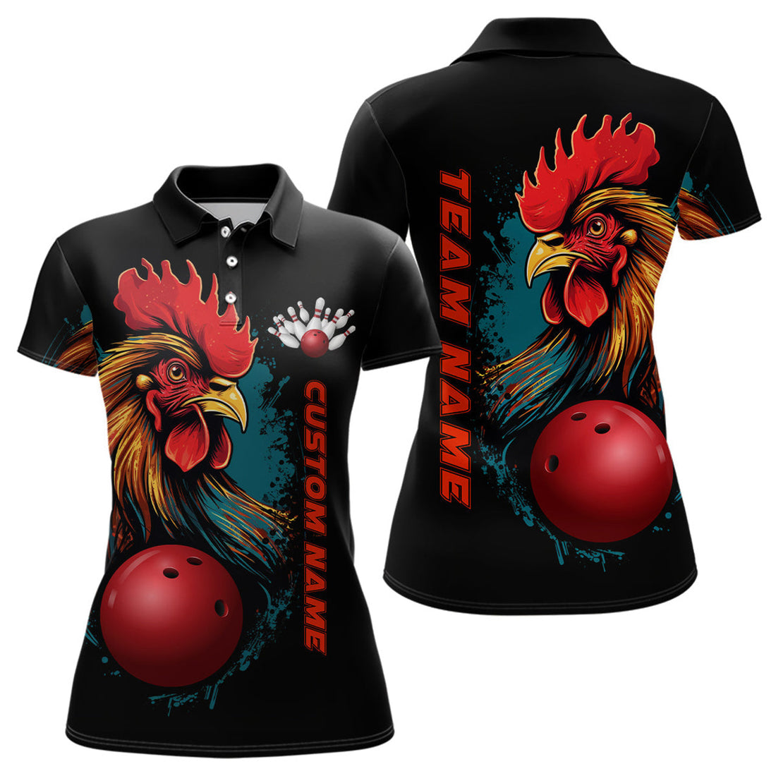 Custom Chicken Team Bowling Shirts For Bowling League Women's Polo Shirts S-5XL
