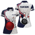 Custom Bowling Outfit with Ball and Pins for Team League Women's Polo Shirts S-5XL