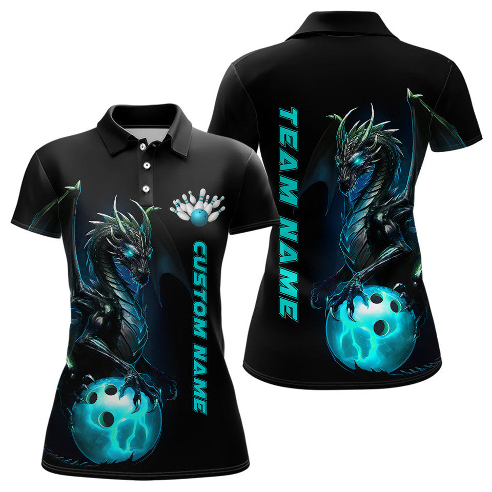 Custom Blue Dragon Bowling Team League Shirts for Women's Polo Shirts S-5XL