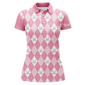 Custom Pink Argyle Plaid Golf Shirt with Name for Women's Polo Shirts S-5XL