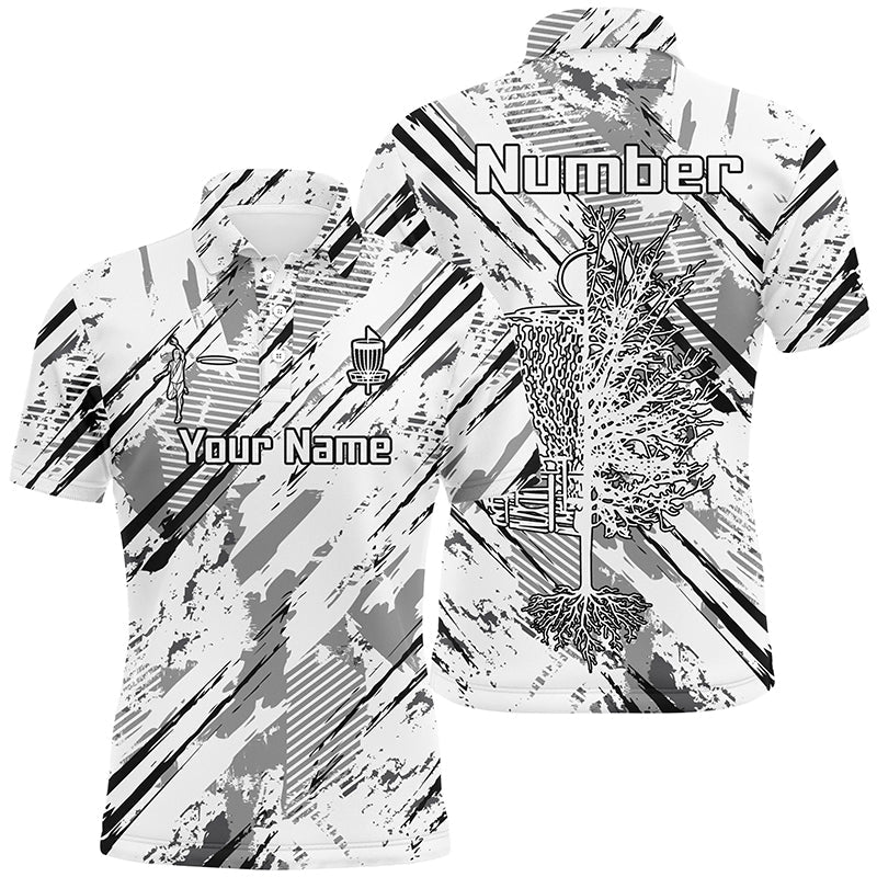 Black and white abstract line halftone pattern Men's Polo shirt Size S-5XL