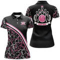 Custom Name Pink Bowling Pattern Team Shirts Women's Polo Shirts S-5XL