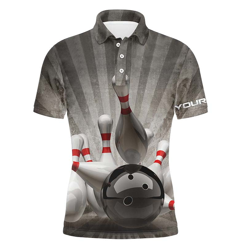 Personalized vintage bowling shirt custom name black S-5XL Men's Polo shirt