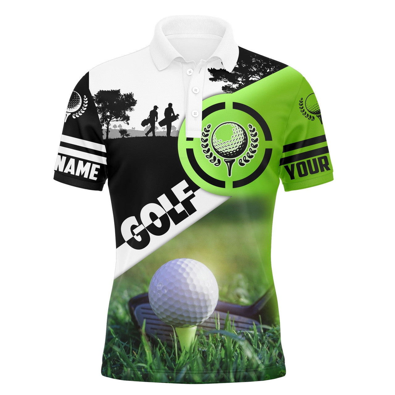 Custom Golf Balls Name Green Apparel Gift For Golf Lover Men's Polo Shirt