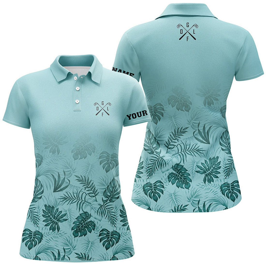 Custom Name Green Tropical Golf Outfit for Women Women's Polo Shirts S-5XL