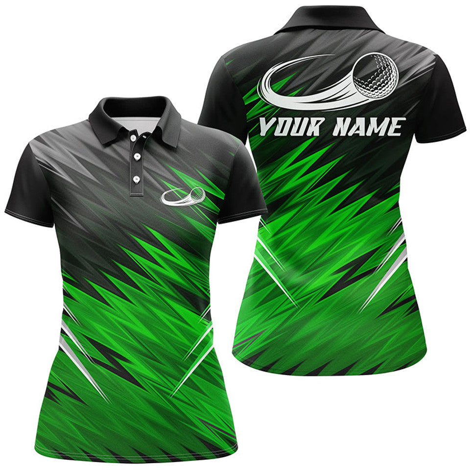 Custom Name Green and Black Golf Shirt Personalized Gift Women's Polo Shirts S-5XL