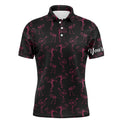 Custom Name Flamingos Pattern Apparel Gift For Golf Lover Men's Polo Shirt