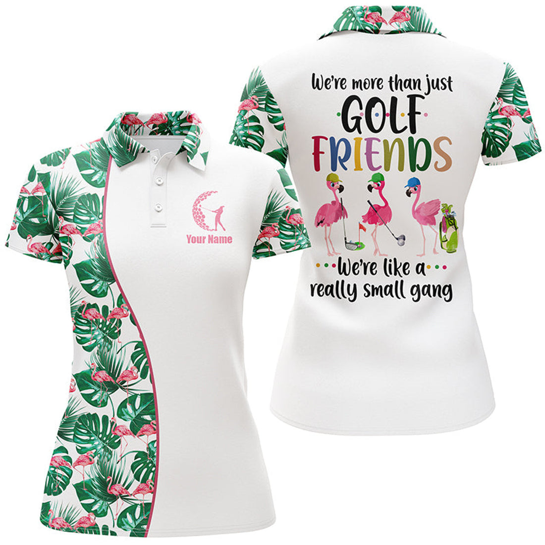 Custom Flamingo Tropical Golf Shirt We're More Than Friends Women's Polo Shirts S-5XL