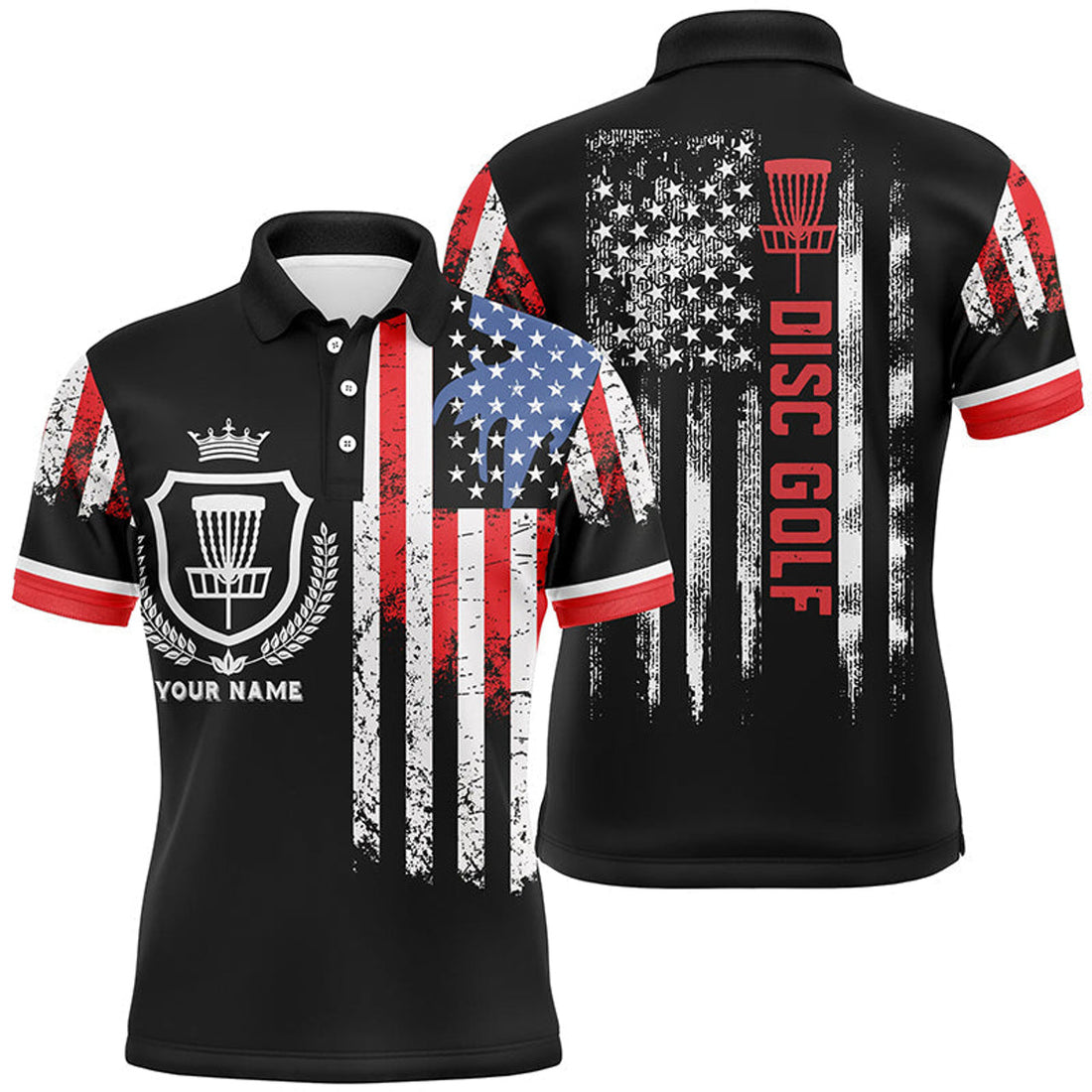 Patriotic American Flag Custom Disc Golf Shirt Men's Polo Shirt S-5XL