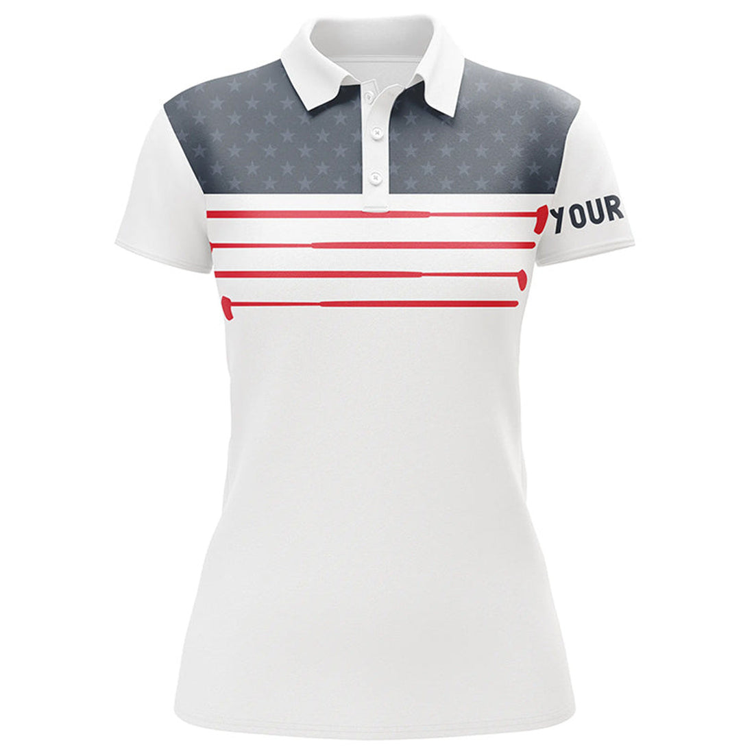 Custom American Flag Golf Shirt Patriotic White Design Women's Polo Shirts S-5XL