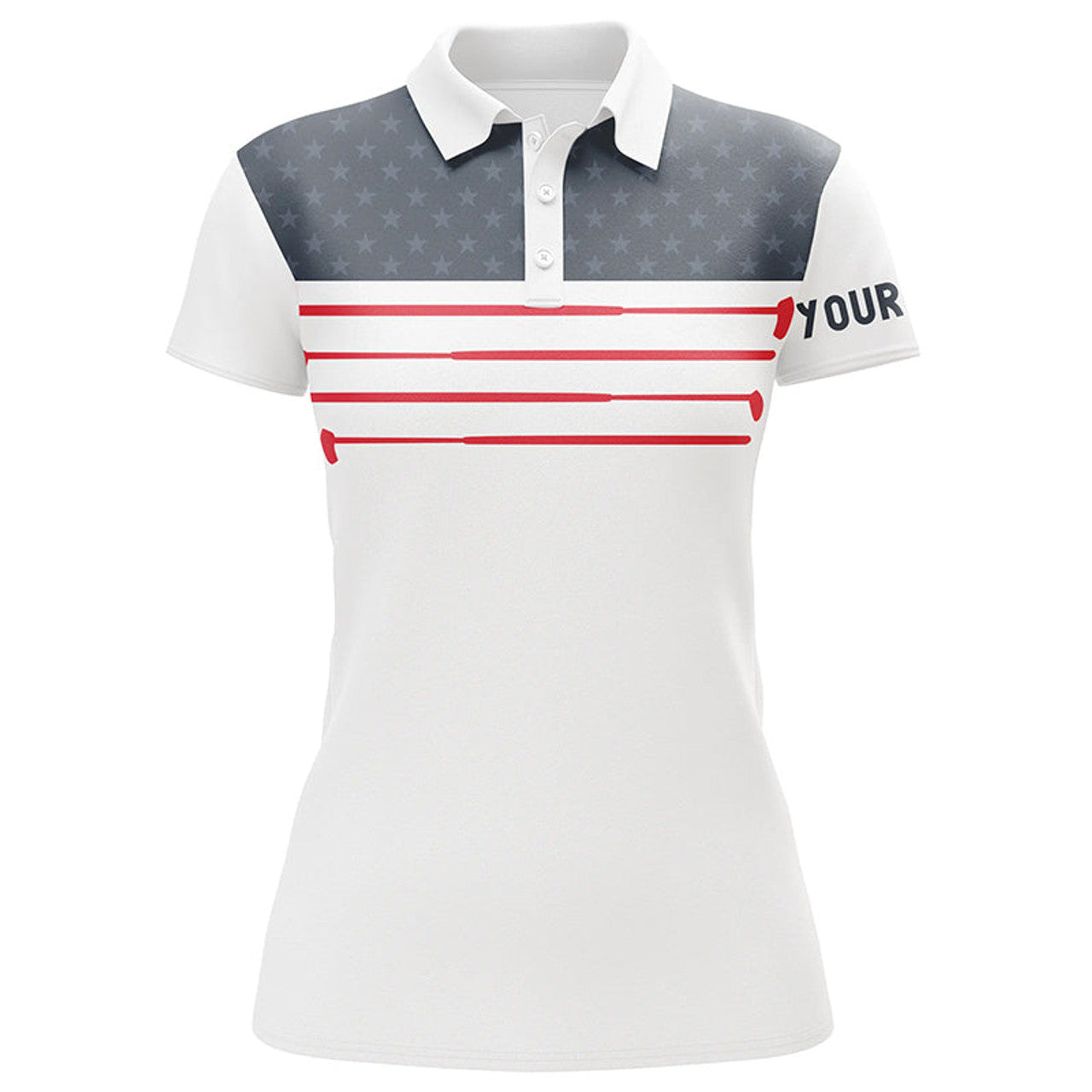 Custom American Flag Golf Shirt Patriotic White Design Women's Polo Shirts S-5XL