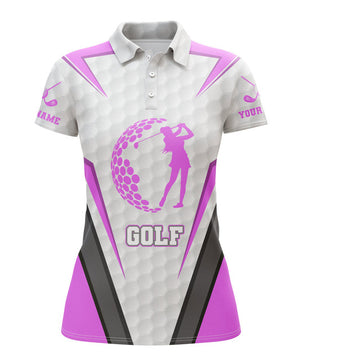 Custom Pink and White Quick Dry Golf Shirt Sport Short Women's Polo Shirts S-5XL