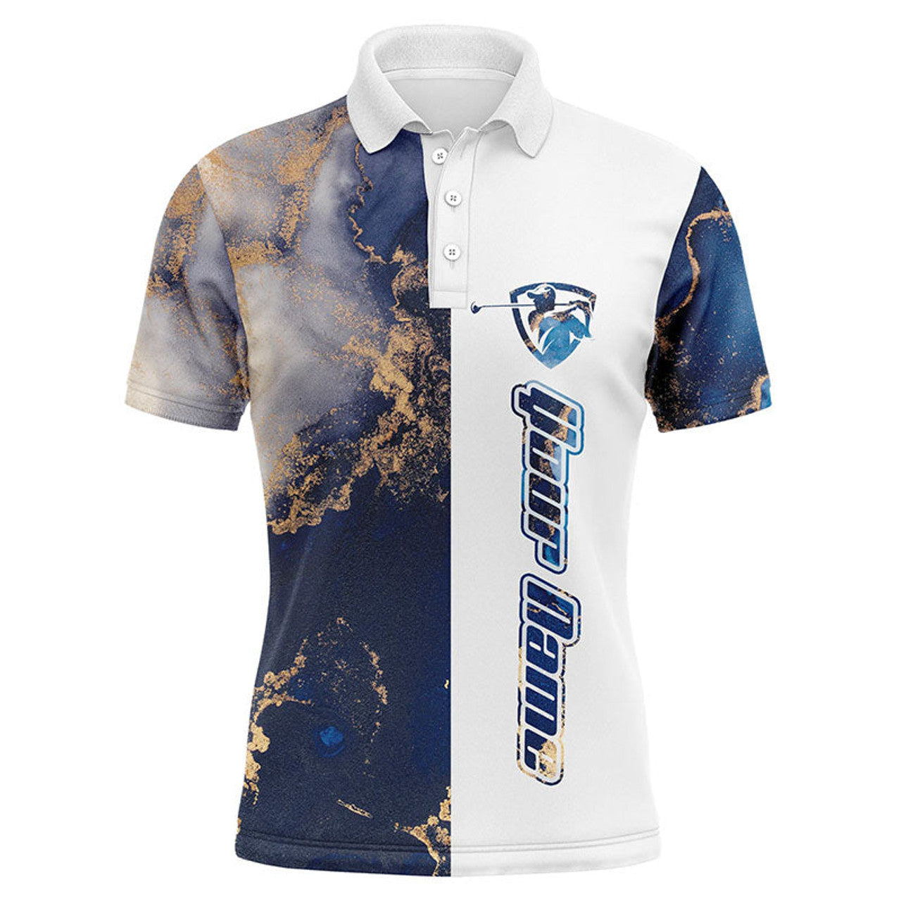 Custom Golf Polo Shirt for Men Personalized Gift Blue White Pattern S-5XL