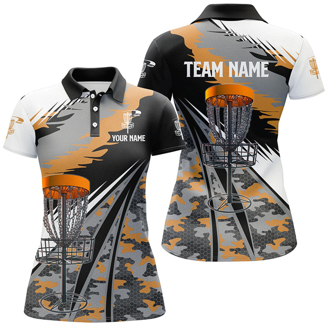Custom Camo Disc Golf Basket Team Disc Golf Outfits Women's Polo Shirts S-5XL