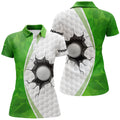 Custom Green White Golf Ball Pattern Ladies Golf Shirts Women's Polo Shirts S-5XL