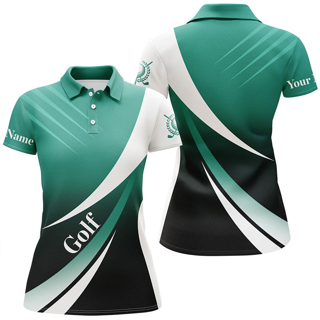 Custom Name Green White Golf Shirt For Ladies Women's Polo Shirts S-5XL