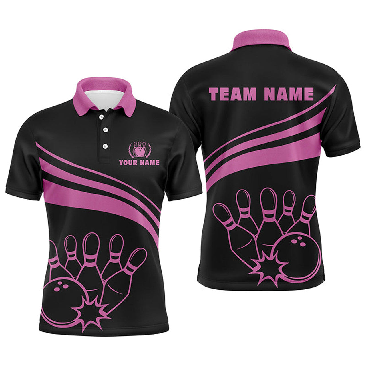 Personalized Black Bowling Polo Shirts for Men Custom Team Men's Polo Shirt S-5XL