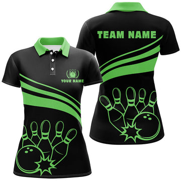 Custom Personalized Black Polo Bowling Shirts for Women's Polo Shirts S-5XL