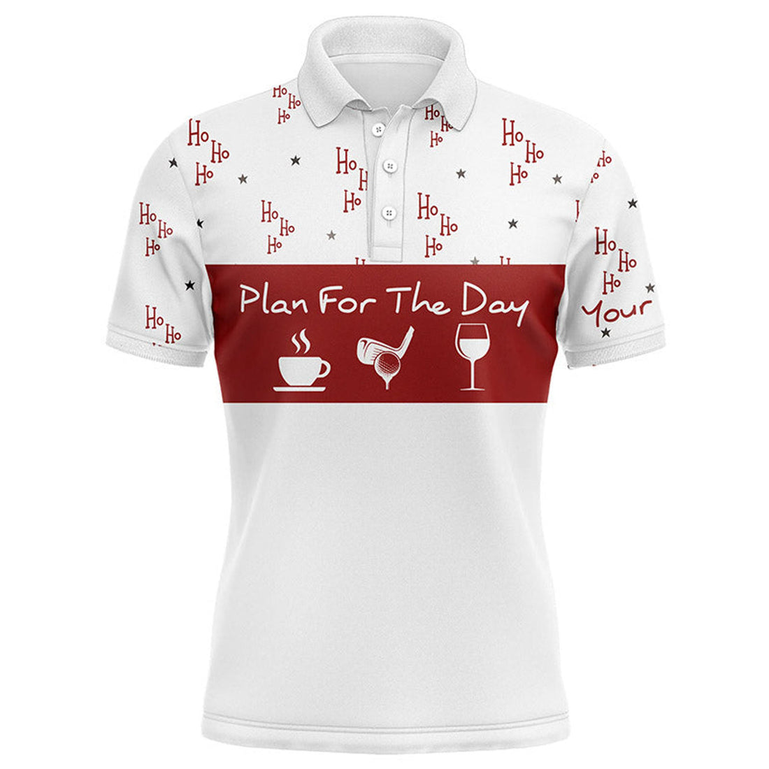 Funny Christmas Hohoho Pattern Custom Name Gift Men's Polo Shirt S-5XL