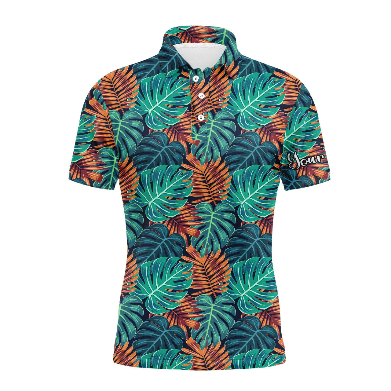 Men golf polo UPF shirts tropical monstera and palm leaves custom team Men's Polo Shirt S-5XL