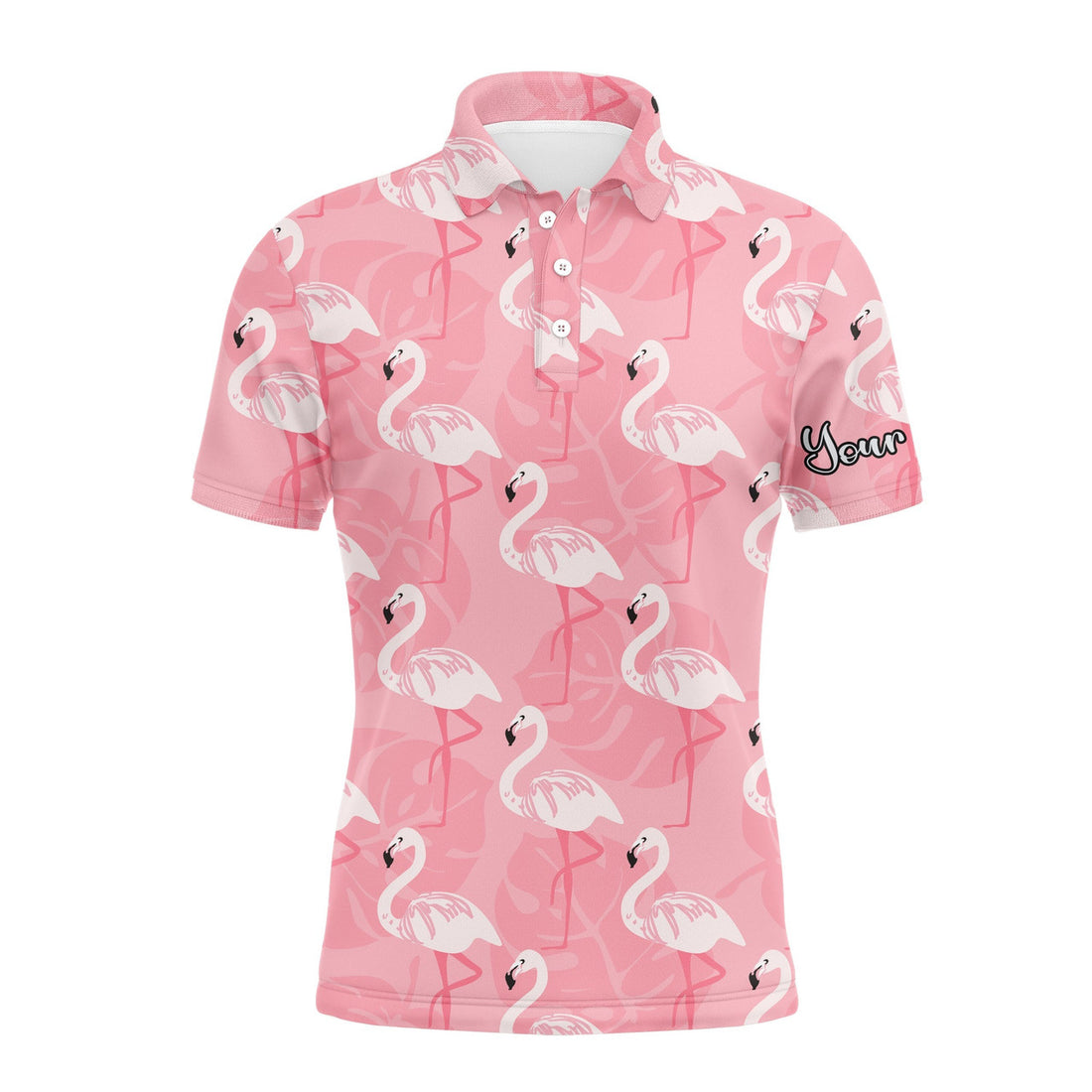 Custom Golf Pink Flamingo Polo Shirt Gift for Golf Lover Men's Polo Shirt S-5XL