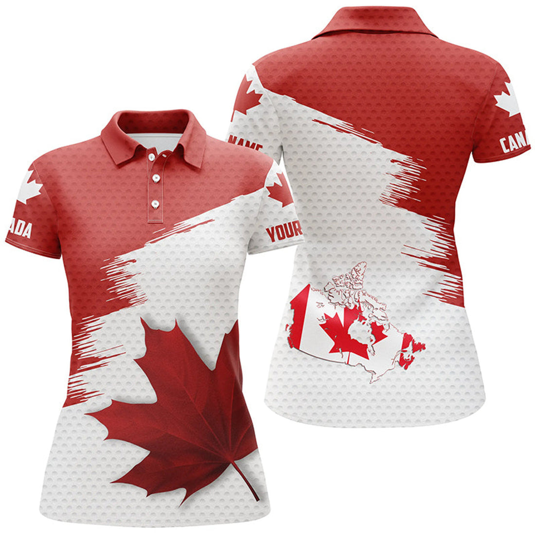 Custom Canadian Flag Maple Leaf Golf Shirt Patriotic Canada Women's Polo Shirts S-5XL