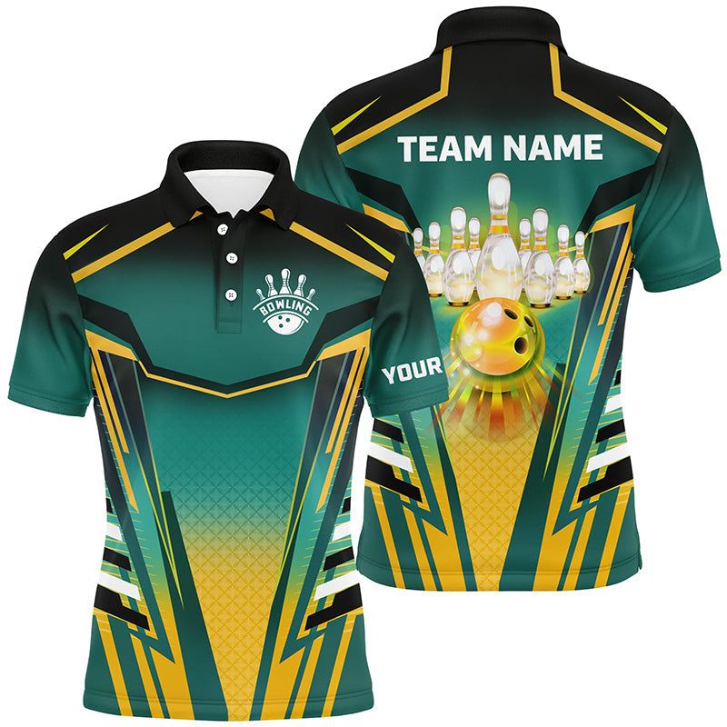 Custom Green and Yellow Bowling Team Jersey S-5XL Men's Polo Shirt