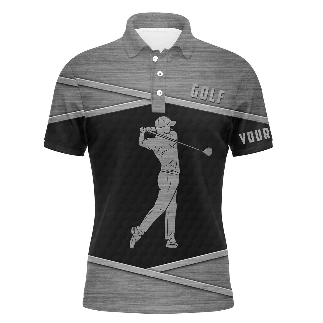 Custom Name Black And Grey Golf Apparel Personalized Gift Men's Polo Shirt
