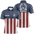 Custom American Flag Patriotic Golf Shirt Navy Men's Polo Shirt S-5XL