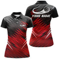 Custom Red and Black Pattern Personalized Golf Gifts Women's Polo Shirts S-5XL