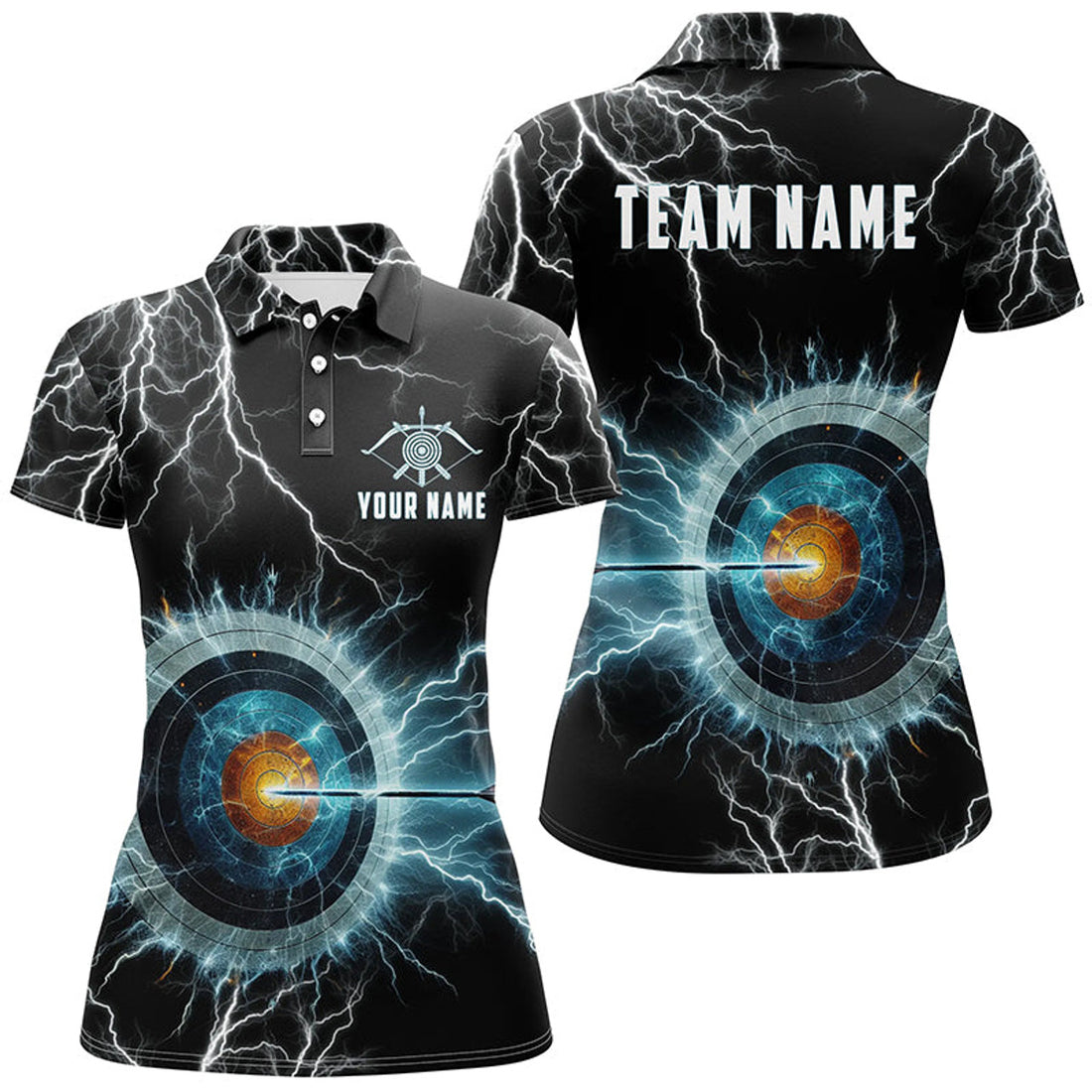 Custom Archery Team Thunder Lightning 3D Design Women's Polo Shirts S-5XL