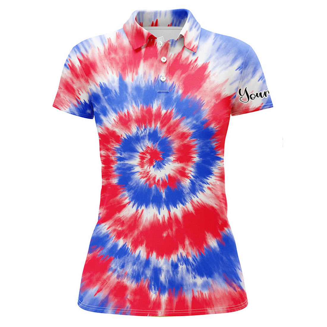 Custom Name Red Blue Tie Dye Golf Polo Shirt Gift for Women's Polo Shirts S-5XL