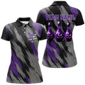 Custom Black Purple Camo Halloween Bowling Team Shirt Women's Polo Shirts S-5XL