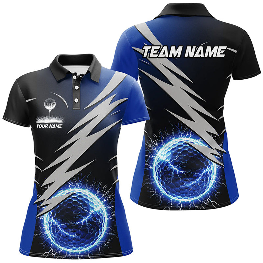 Custom Blue Lightning Thunder Golf Ball Shirt Gifts Women's Polo Shirts S-5XL