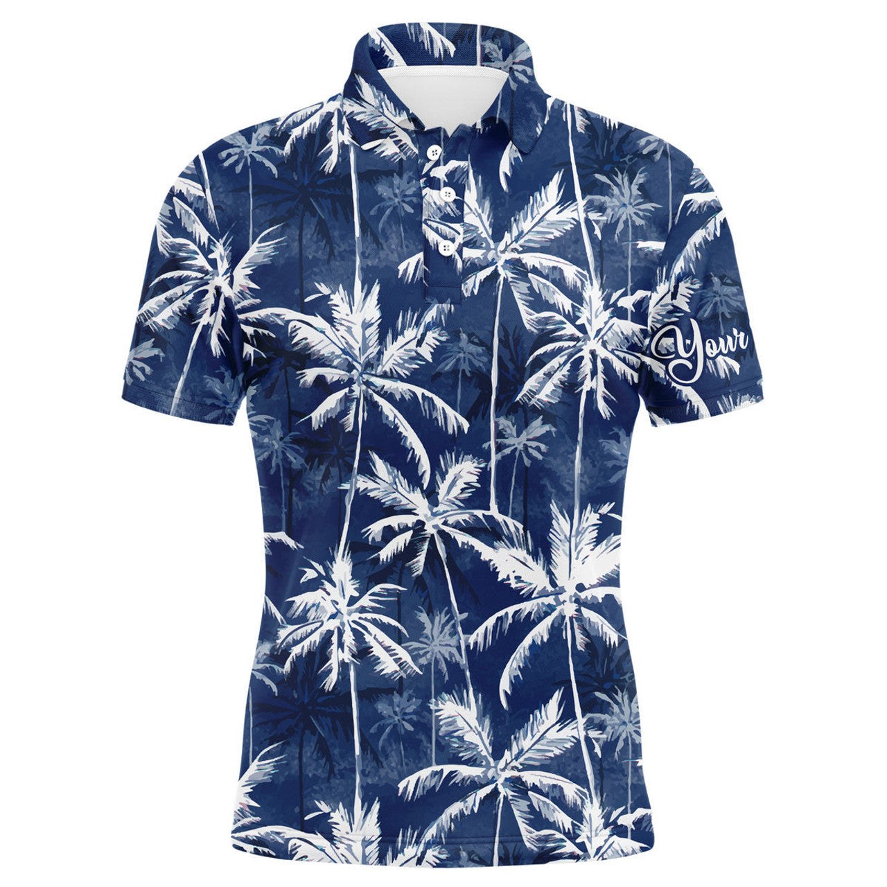 Men Golf Polo UPF Shirt Tropical Blue Palms Custom Team Men's Polo Shirt S-5XL