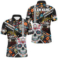 Custom Sugar Skull Pattern Bowling Men's Polo Shirt S-5XL