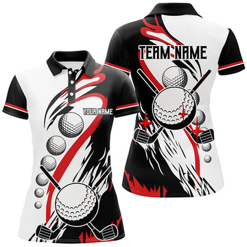 Custom Black and White Retro Golf Cool Golf Gifts Women's Polo Shirts S-5XL