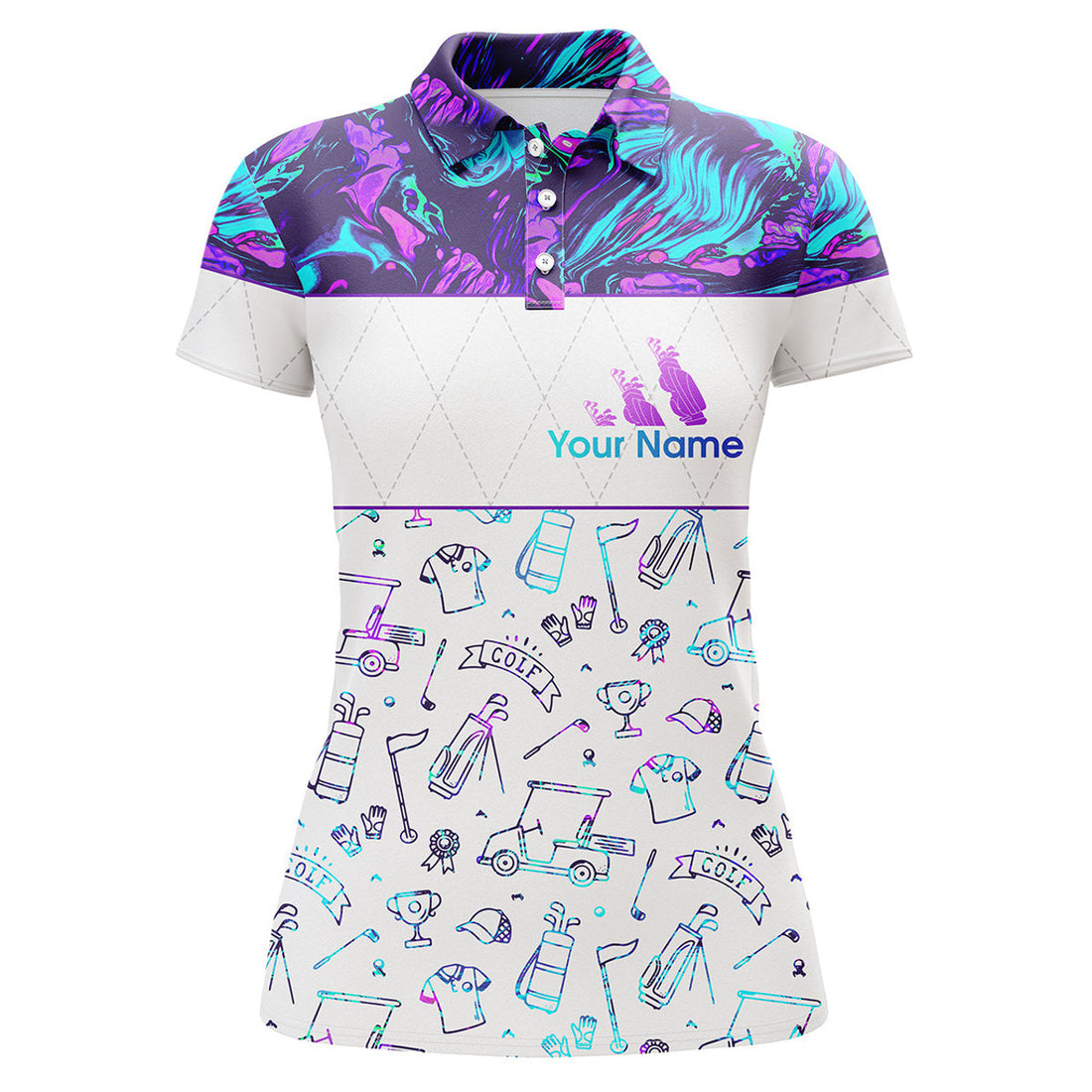 Custom Funny Golf Icons White Shirt Gift For Golf Lovers Women's Polo Shirts S-5XL