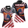 Custom American Flag Flame Golf for Ladies Patriot Gift Women's Polo Shirts S-5XL