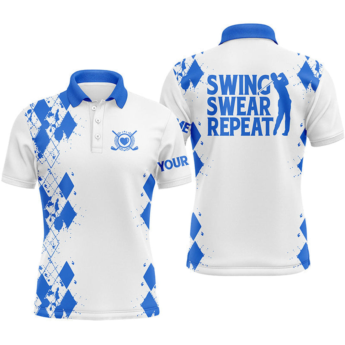 Custom Golf Polo Shirt Argyle Pattern Gift for Golf Lover Men's Polo Shirt S-5XL