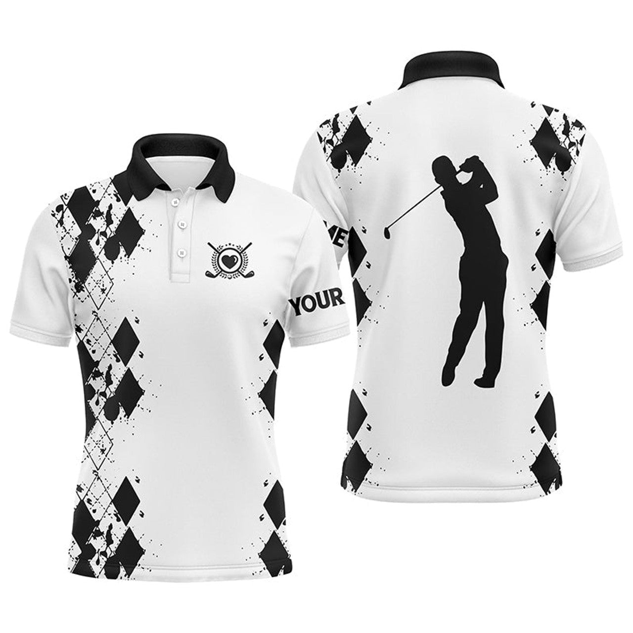 Custom Men's Golf Polo Shirt Name White Golf Shirt Gift Men's Polo Shirt S-5XL
