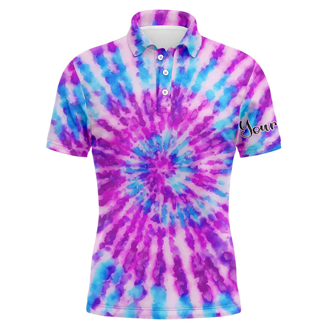 Purple Tie Dye Golf Polo Shirt Custom Name Men's Polo Shirt S-5XL