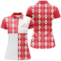Custom Name Golf Addicted Argyle Plaid Golf Ball Clubs Women's Polo Shirts S-5XL