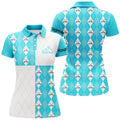 Custom Golf Addicted Blue White Argyle Golf Ball Clubs Women's Polo Shirts S-5XL