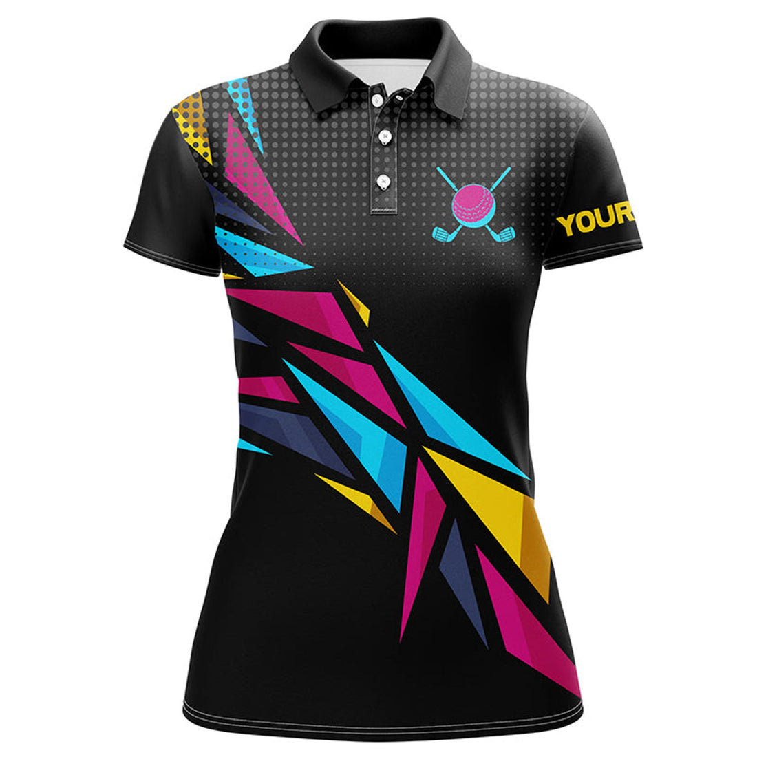 Custom Colorful Black Pattern Golf Tops for Ladies Women's Polo Shirts S-5XL