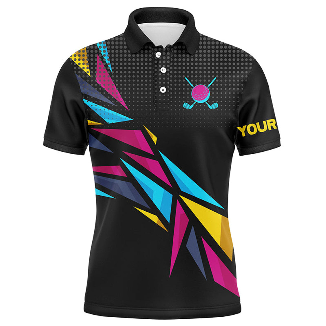 Custom Colorful Black Pattern Men's Golf Apparel Men's Polo Shirt S-5XL